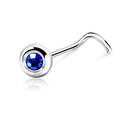 Stone Ball Silver Curved Nose Stud NSKB-19